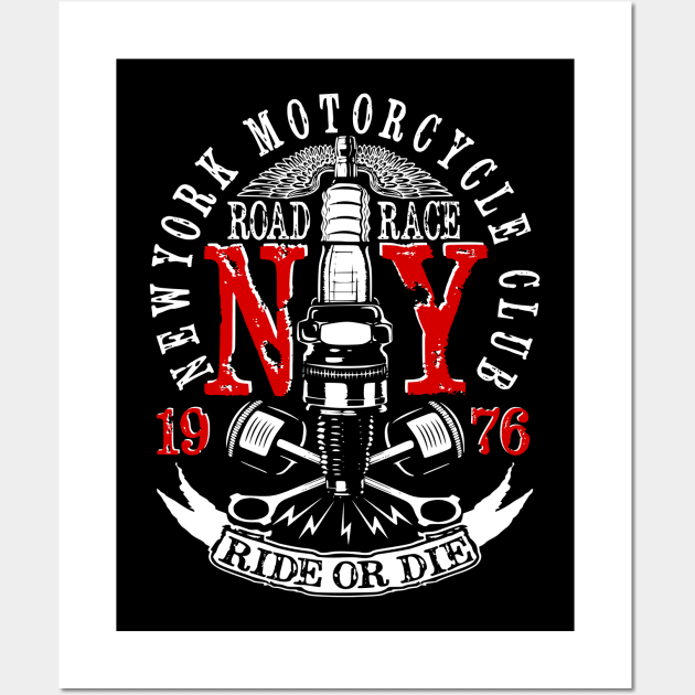 NY Motorcycle Club Wall Art by Lifeline/BoneheadZ Apparel